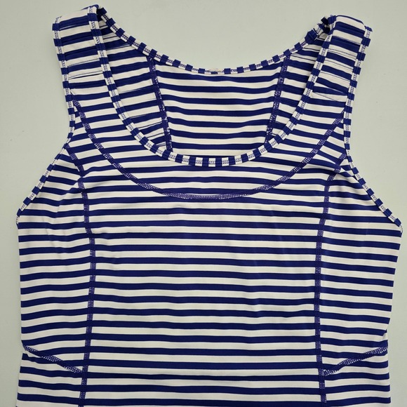 Lululemon Women's Run Stay On Course Tank Pigment Blue White Stripe 8 - Picture 7 of 16